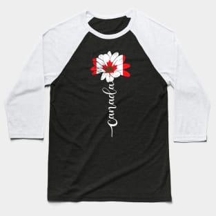 Vintage Canada Sunflower Flag Canada Lover Baseball T-Shirt